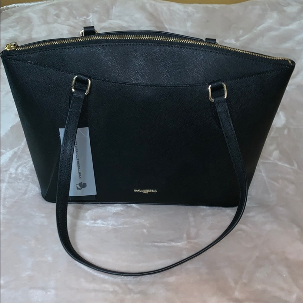 Karl Lagerfeld Black Saffiano Leather Bag